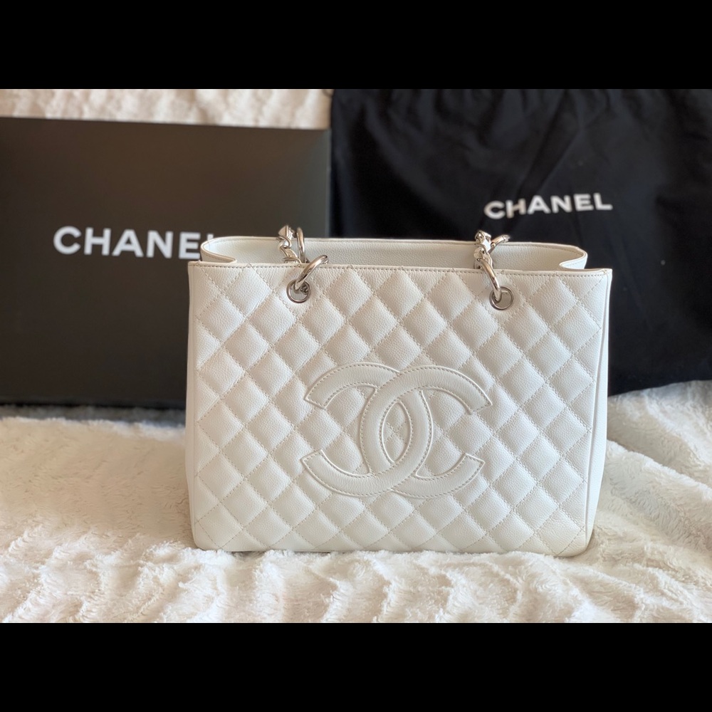 Authentic Chanel Quilted Caviar Grand Tote Bag